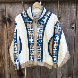 Vintage active stuff windbreaker jacket womens large 90s colorblock navajo